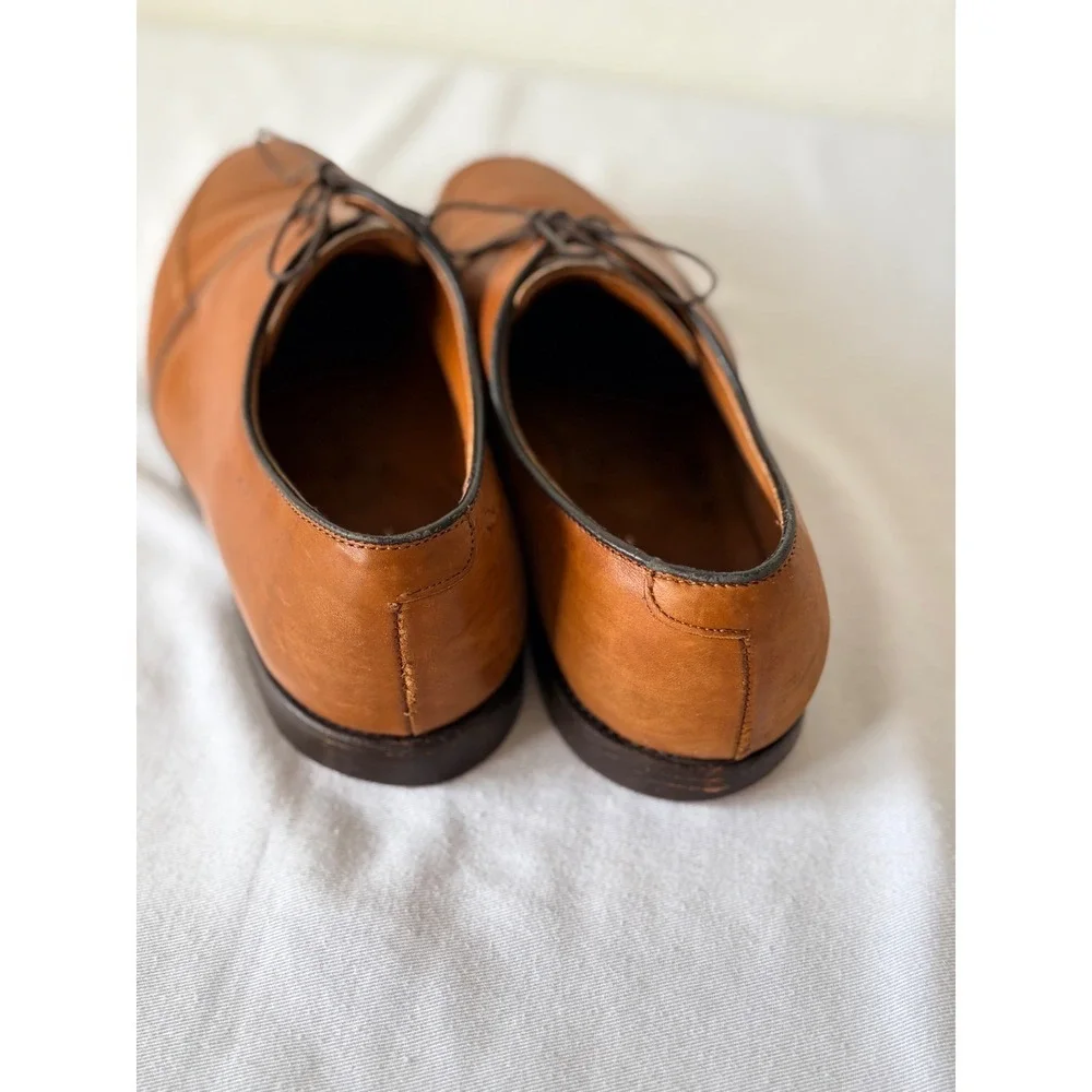 Allen Edmonds Slayton Derby Shoes 10.5 D Tan Good Split Toe Leather USA 9324